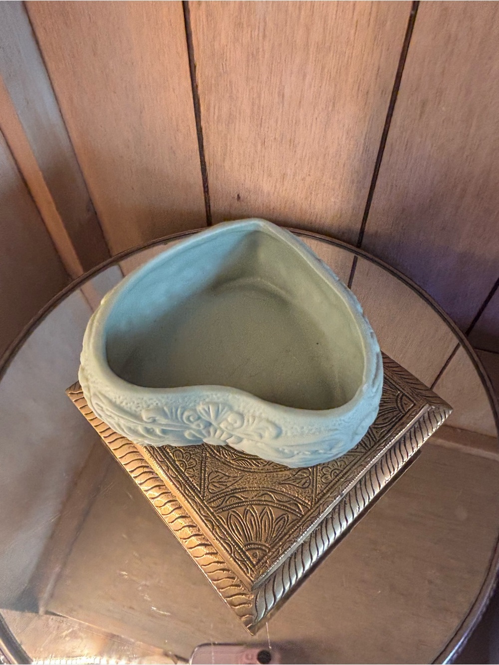 Heart-Shaped Decorative Trinket Box with Cameo Detail - Pale Aqua - Picture 7 of 16